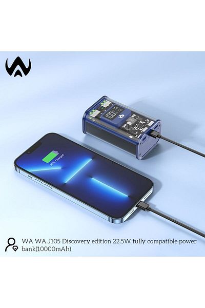 world accessories بور بنك بحجم صغير مزود بخمس منافذ مختلفة للشحن بقوة 10000 مللى امبير من