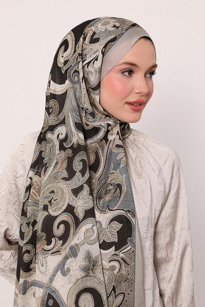 LuvenSara Patterned Silk Shawl |   Beige