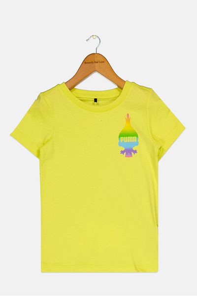Puma x DreamWorks Trolls Toddlers Girl Short Sleeves Sportswear Fit Outdoor Top, Lime