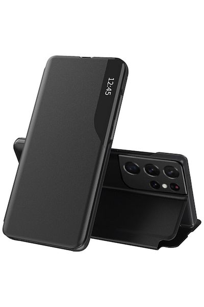 Evolium Husa compatibila cu Samsung Galaxy S21 Ultra 5G, Protect, O69, Piele ecologica, Pitch Black