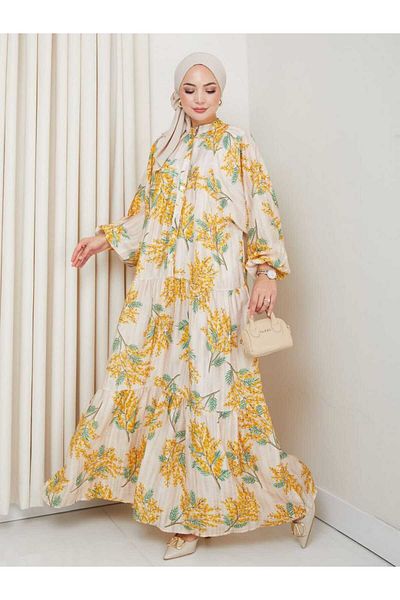 MODA Hijab Floral Printed Summer Viscose Dress