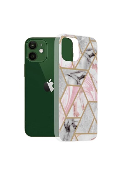 OEM Carcasă pentru iPhone 12/12 Pro, seria Techsuit Marble, hexagonală roz