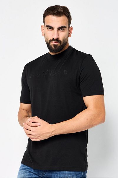 John Richmond Men Crew Neck Brand Logo Short Sleeves T-Shirt, Black