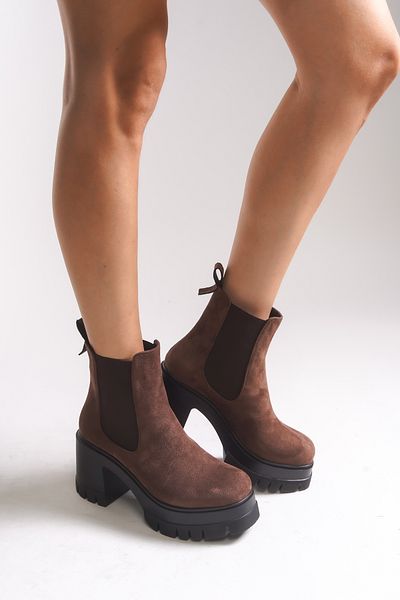 Riccon Nyendorei Women's Heeled Boots 0012502 Brown Suede