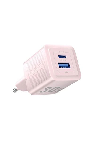 Vention GaN Charger, Type-C, USB, PD30W, Dual Fast Charging, E73, Polycarbonate, Pink