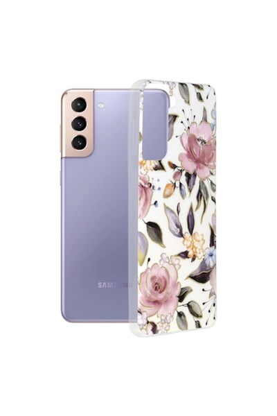 OEM Carcasă de protecție pentru Samsung Galaxy S21 Plus 5G, UltraX, seria Marble, alb Chloe