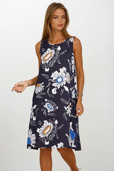 VAGGON Floral Patterned Sleeveless Midi Dress