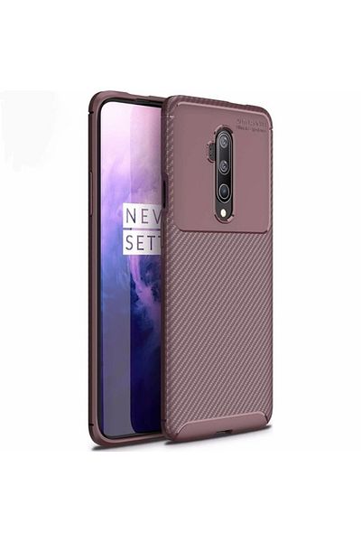 OEM Husă de protecție cu inserții din carbon pentru OnePlus 7T Pro, maro