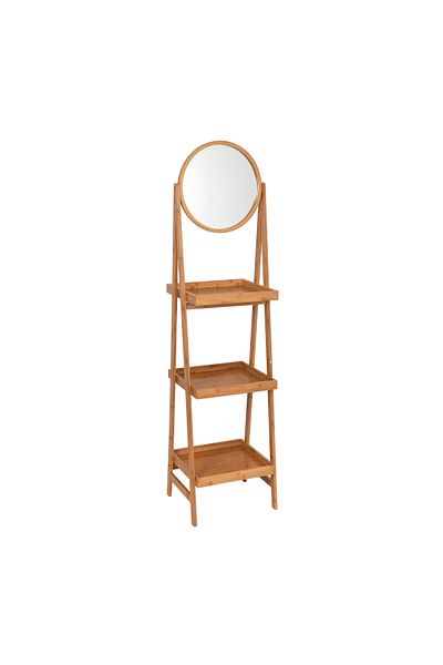 Generic Wood 3-tier shelf unit with mirror