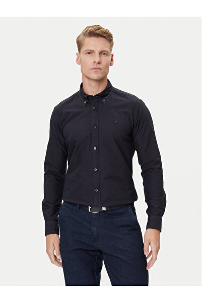 BOSS Erkek Normal Kalıp %100 Pamuklu Uzun Kollu Lacivert Gömlek 50544917-404