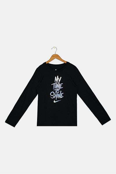 Nike Kids Boy Long Sleeve Outdoor T Shirt, Black