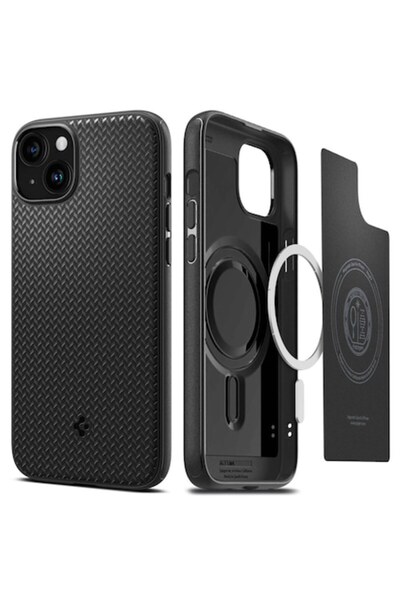 OEM Husă de protecție compatibilă cu iPhone 15 Plus, Mag Armor, H133, PU, Negru mat