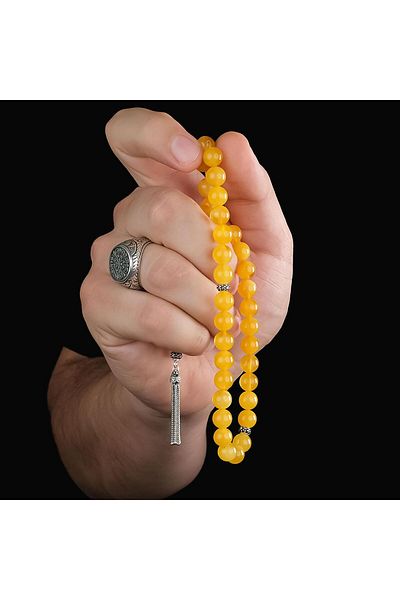 TESBİHCİBABA Premium Class Enamel Antique Drop Amber Prayer Beads