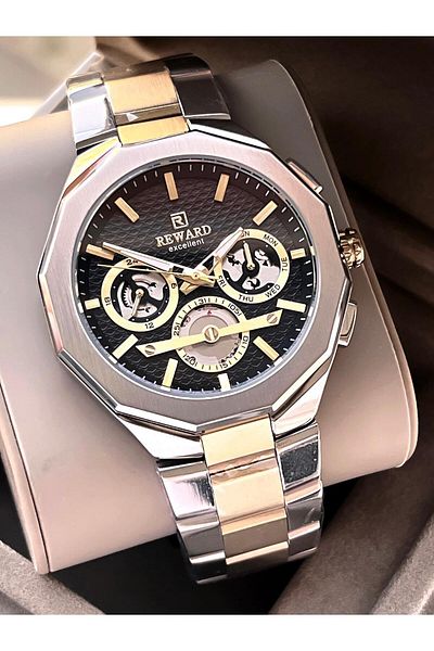 Reward Steel Cord Automatic 5 Atm Water Resistant Men Wrist Watch Vs.Blkt.0515