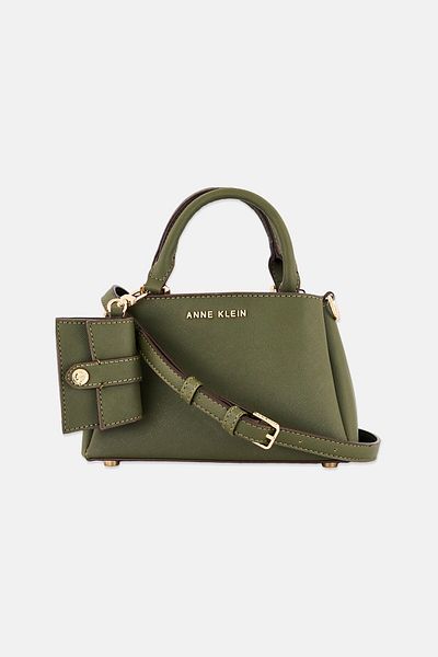 Anne Klein حقيبة ساتشل سكاي للنساء مع جيب للعملات المعدنية، لون زيتوني داكن