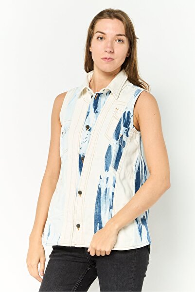 Diesel جاكيت جينز نسائي بدون أكمام مغسول، متعدد الألوان