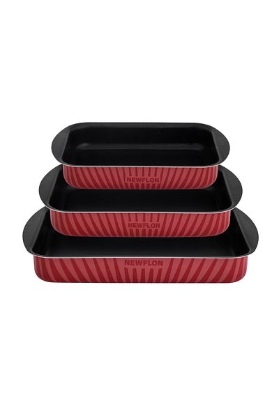 Newflon Rectangular Oven Tray Set Of 3 Pcs Size ( 25-29-35 )