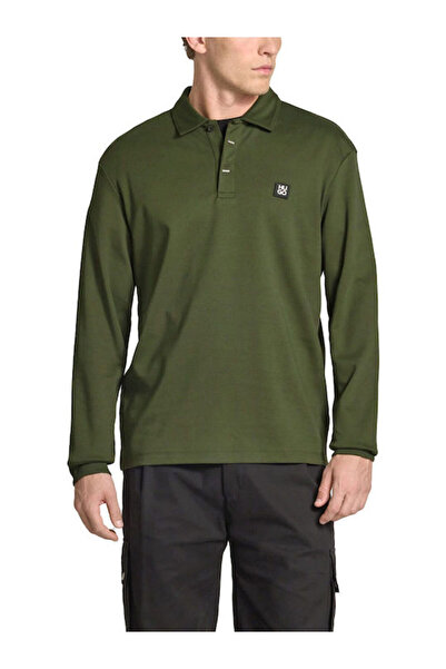 HUGO Men's Regular Fit 100% Cotton Long Sleeve Khaki Polo Neck T-Shirt 50542578-309