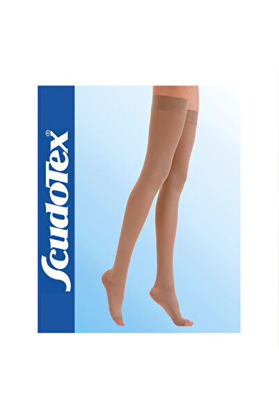 SCUDOTEX Italian Over-the-Knee Open Compression Varicose Veins Stockings, Bei...