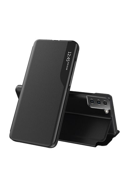 Evolium Husa compatibila cu Samsung Galaxy S21 5G, Shock Proof, U25, Piele ecologica, Pitch Black