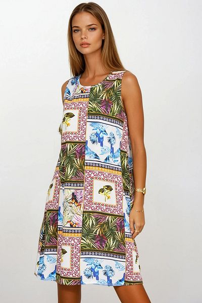 VAGGON Floral Patterned Sleeveless Midi Dress