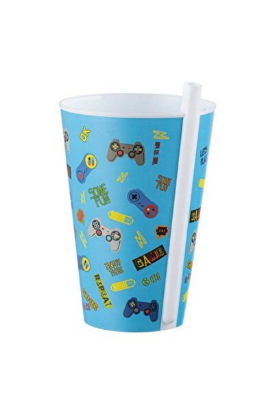 OEM Gamer Plastic Cup with Fixed Straw, 400 ml