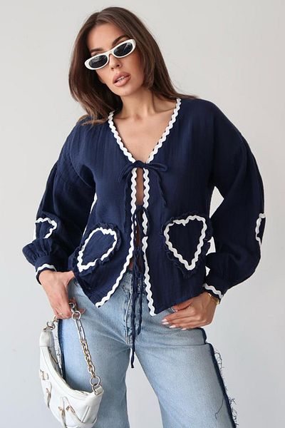 VAGGON Heart Embroidered Tie-Up Seasonal Jacket