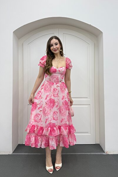 Narferita Blossom Çiçekli Maxi Elbise
