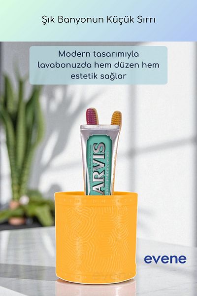 Evene Θήκη οδοντόβουρτσας Βάση οδοντόβουρτσας Βάση οδοντόβουρτσας Σκούρο κίτρινο χρώμα Μοντέλο 82