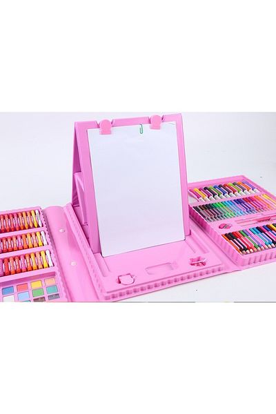 Flippy Set de 208 piese, complet pentru pictură și desen, rabatabil, tip servietă, roz
