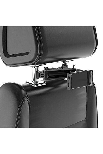 TelcoMag Bibilel Adjustable Headrest Car Mount for Smartphone or Tablet, Folding Arm and 360° Rotation, Blac