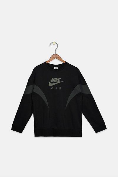 Nike Kids Girl Crew Neck Long Sleeve Graphic Sweatshirt, Black