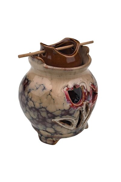 OEM Ceramic Candle Bowl with Wooden Support, 8x10cm, Multicolor, M1