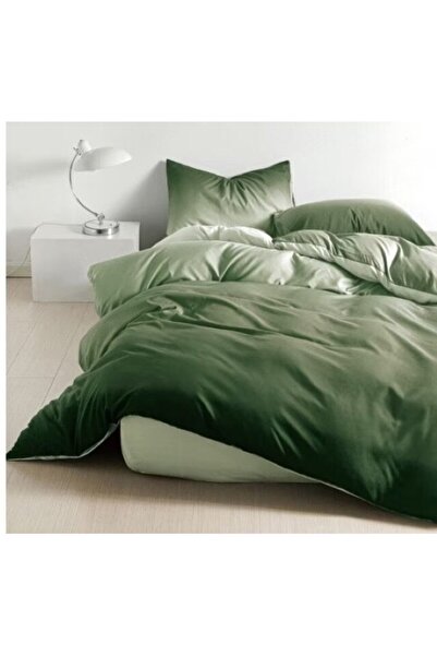 OEM Single bed linen set, fitted sheet, fine material, 4 pieces, degraded, 140x200cm, green