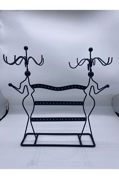 MeGass Dekor Imported Metal Black Color 35X34 cm Earring Necklace Stand