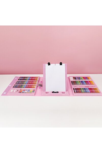 Flippy Set de 208 piese, complet pentru pictură și desen, rabatabil, tip servietă, roz