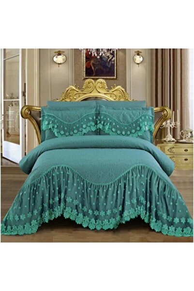 JOJO HOME Luxury Quilted Bedspread and Pillowcases with Embroidered Ruffles, Jojo Home, 3 Pieces, 2 People, 22
