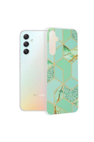OEM Carcasă de înaltă protecție pentru Samsung Galaxy A34 5G, rezistentă la impact, plastic termorezistent, hexagonală verde