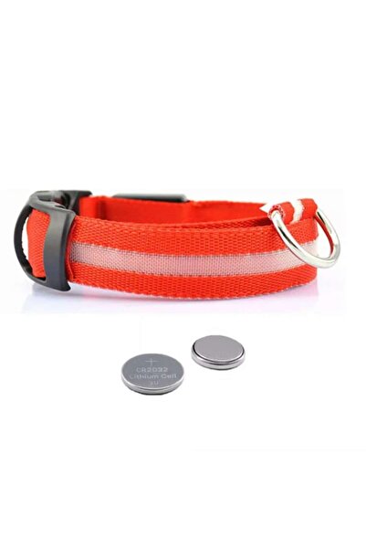 OEM Adjustable Light-Up Dog Collar (Textile), Size S 35-43 cm, Red