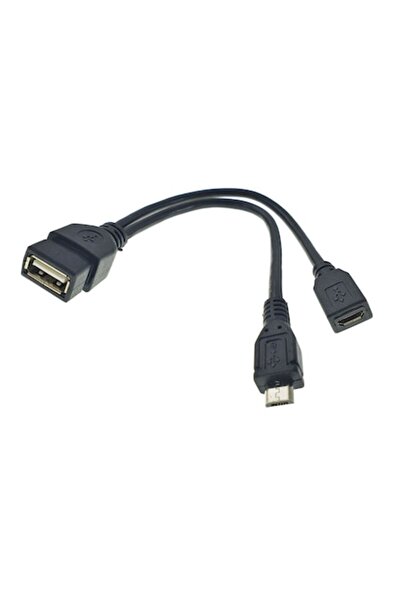 OEM OTG USB към Micro USB адаптерен кабел, 15 см, черен, с женски и мъжки кон...