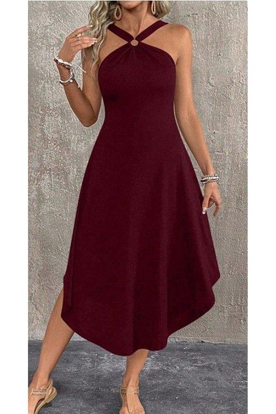 M&S WEARSTEP Women's asymmetric cut viscose dress with cross strap detail from the neck