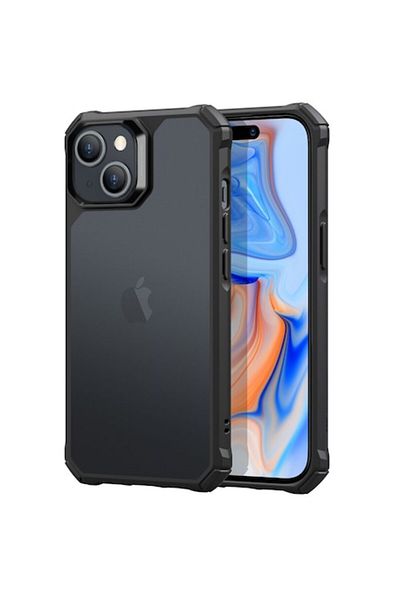 OEM Carcasă de înaltă protecție pentru iPhone 15 Plus, Advanced Style, B1063, silicon, Frosted Intense Darkness