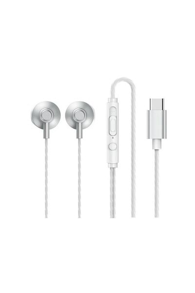 Evolium Căști cu microfon, conector tip C, bas puternic, argintii