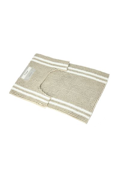 Cottage beige and white polyester bathmat set 2 pcs