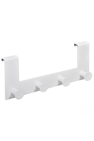 Bibilel Cuier metalic pentru usa cu 4 agatatori, metal, Alb