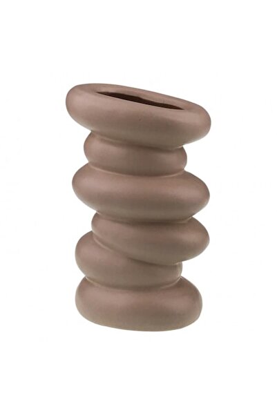 OEM Vază ceramică cu model de pietre stivuite, 11x18 cm bej