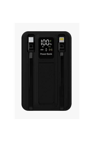 porodo Magnetic Wireless Power Bank With Built-In Usb-C + Lightning Cable Bracket