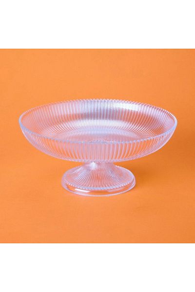 İpek Glass Fruit Bowl with Silk Feet - Transparent - 30 cm