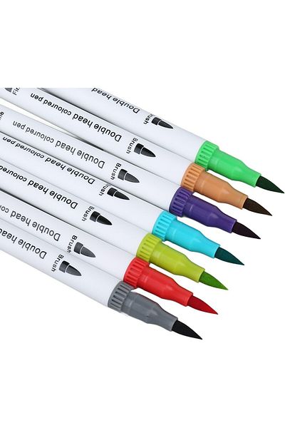 Flippy Set markere pe bază de apă, Flippy, 2 în 1, pentru pictură, caligrafie, 120 de culori, multicolor