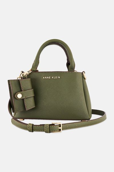 Anne Klein حقيبة ساتشل سكاي للنساء مع جيب للعملات المعدنية، لون زيتوني داكن